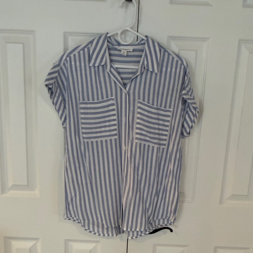 beachlunchlounge Blue and White Striped Top
